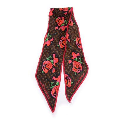 Louis Vuitton Silk Monogram Roses Scarf Marron 2 of 4