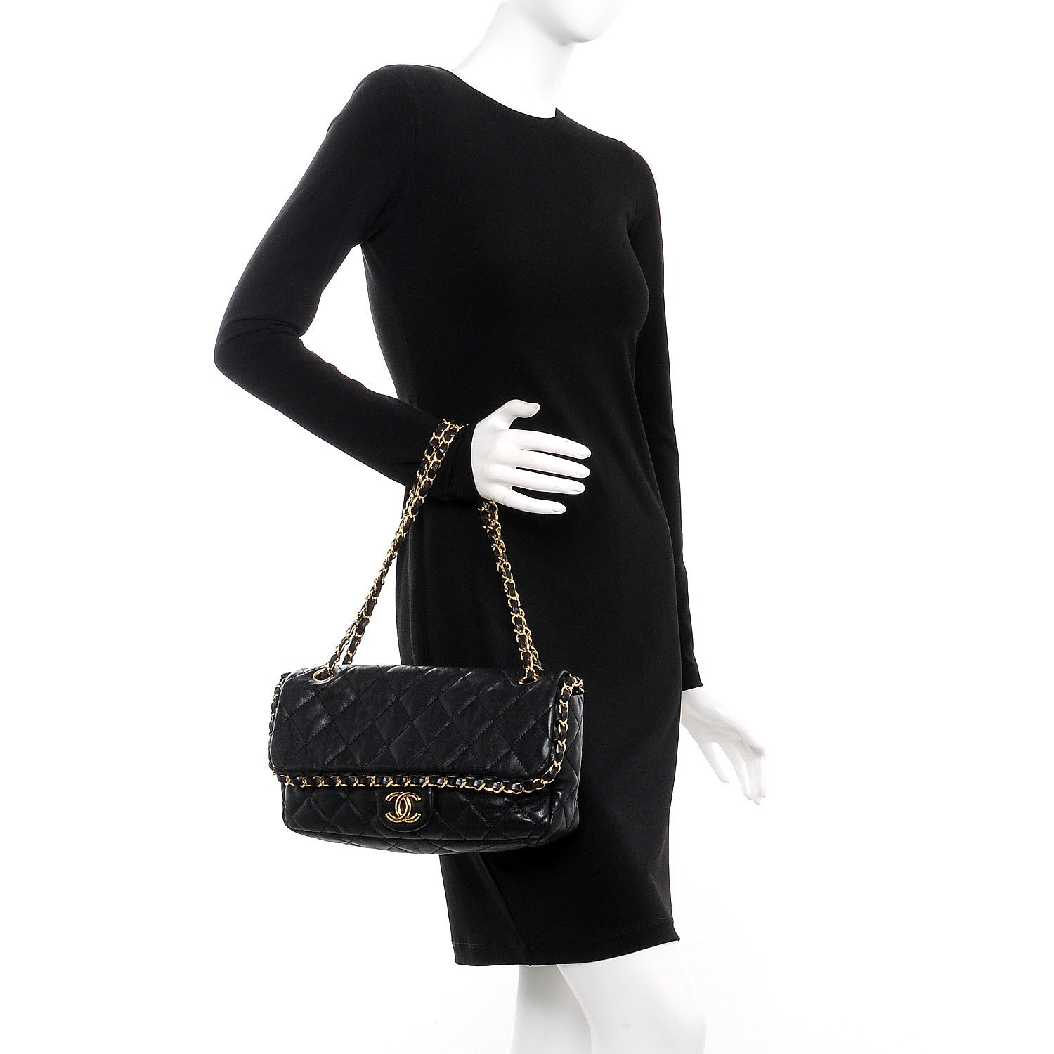 Chanel Calfskin Quilted Medium Chain Me Flap Black 2 of 8