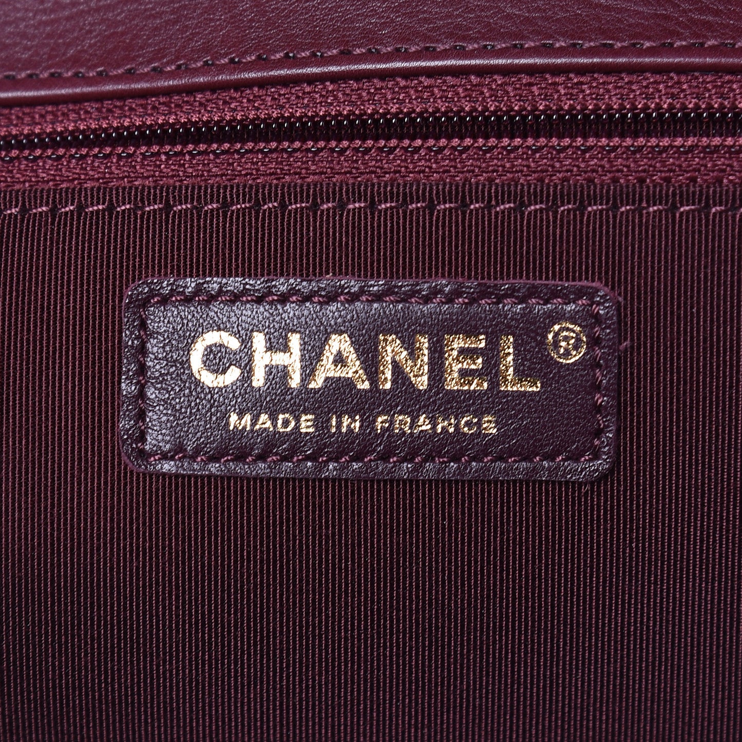 Calfskin Quilted Large Flap Bag Burgundy
