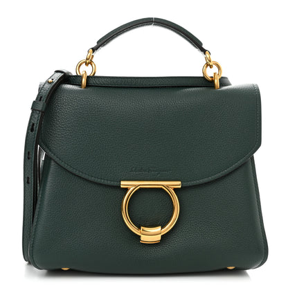 Salvatore Ferragamo Calfskin Margot Top Handle Satchel Dark Green 1 of 10