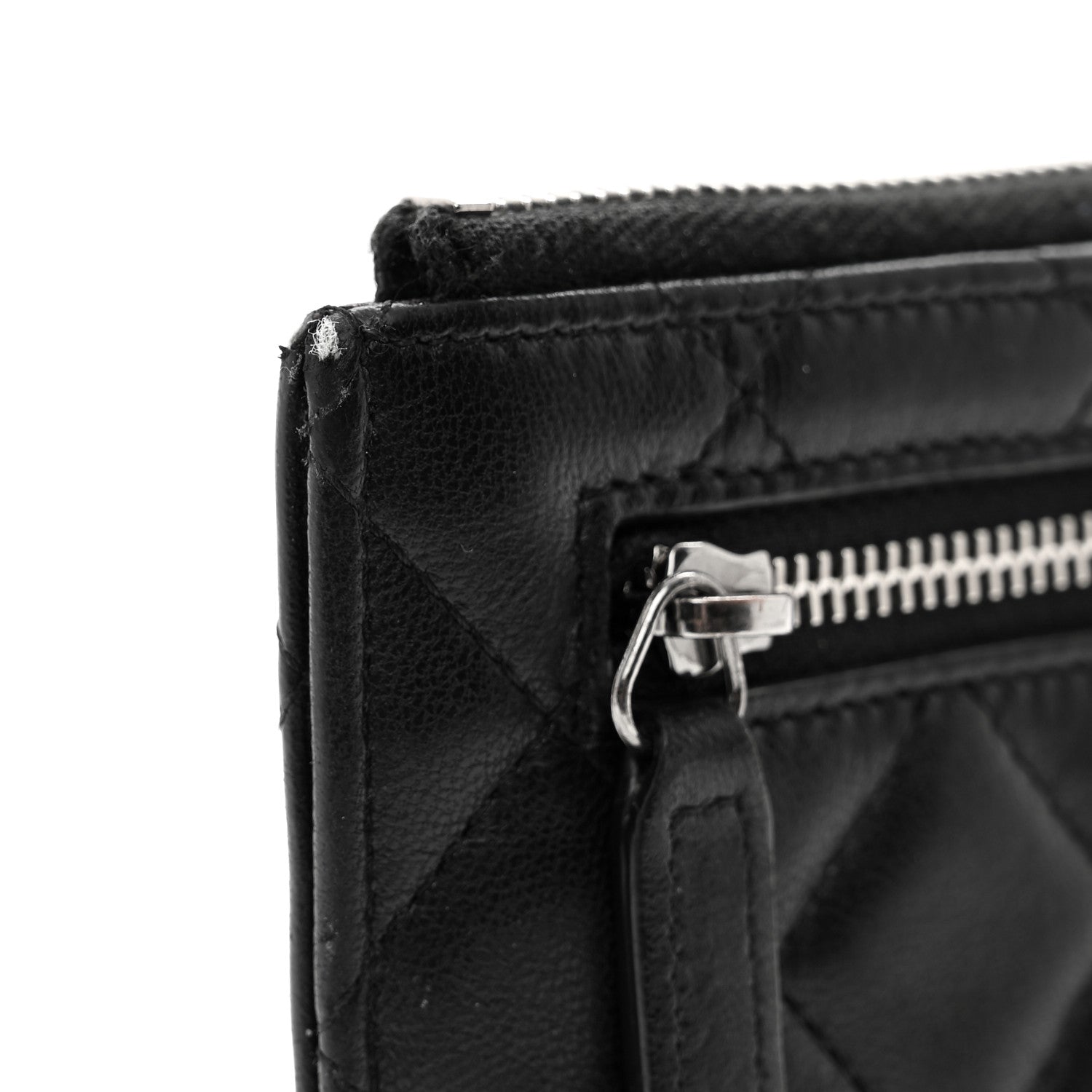 Chanel Lambskin Quilted Zip Pouch Black 9 of 13