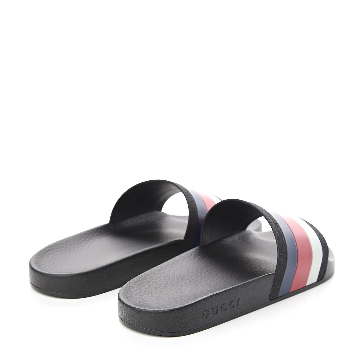 Gucci Rubber Web Mens Pool Slide Sandals 9 Black Mystic White Hibiscus Red Marine 4 of 6