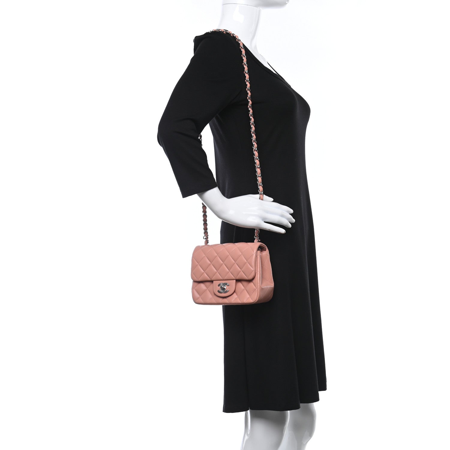 Chanel Lambskin Quilted Mini Square Flap Dark Pink 2 of 11