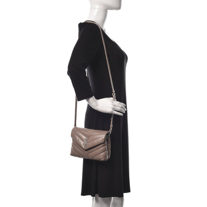 Saint Laurent Calfskin Y Quilted Monogram Toy Loulou Satchel Dusty Grey 2 of 10