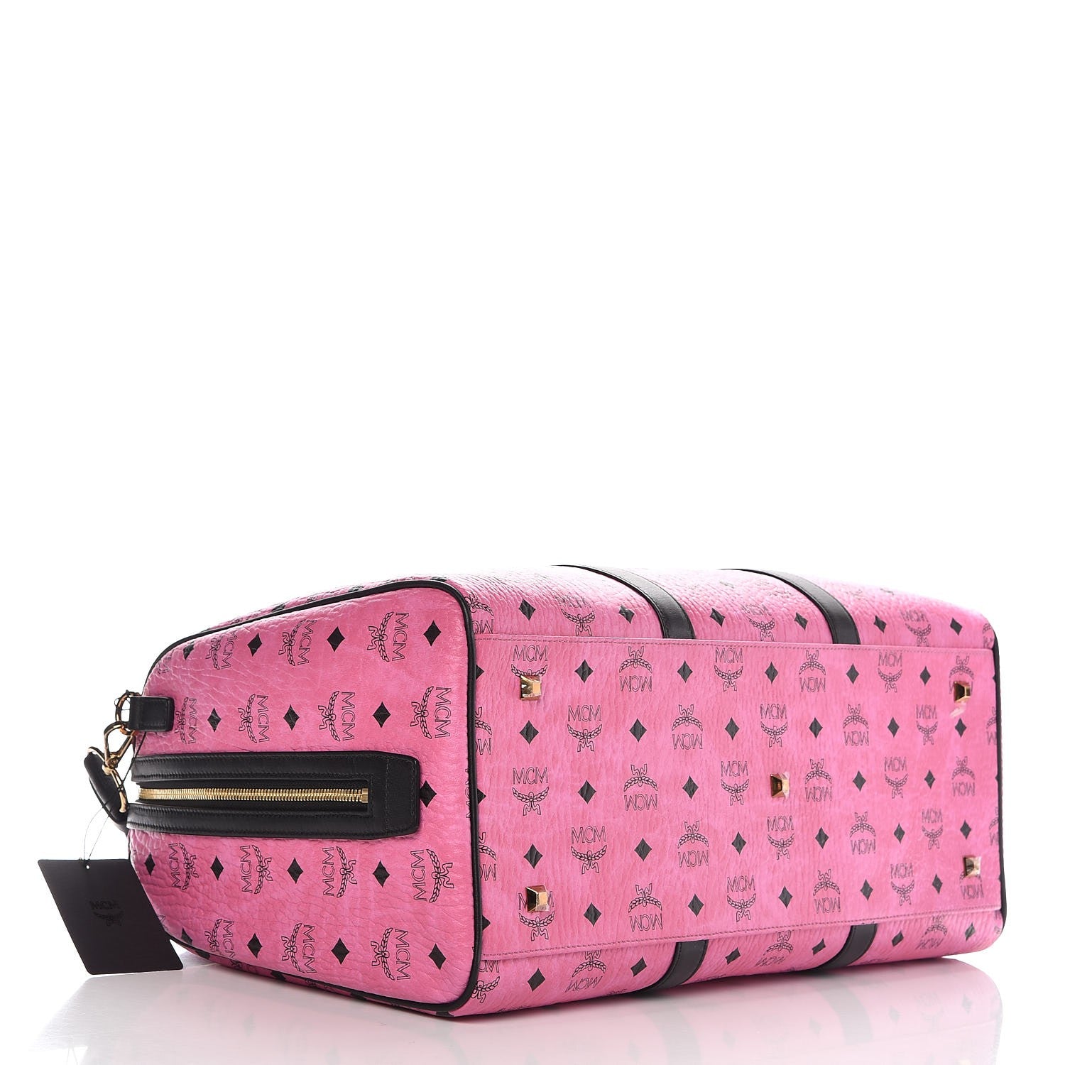 MCM Monogram Visetos Medium Weekender Pink 4 of 15