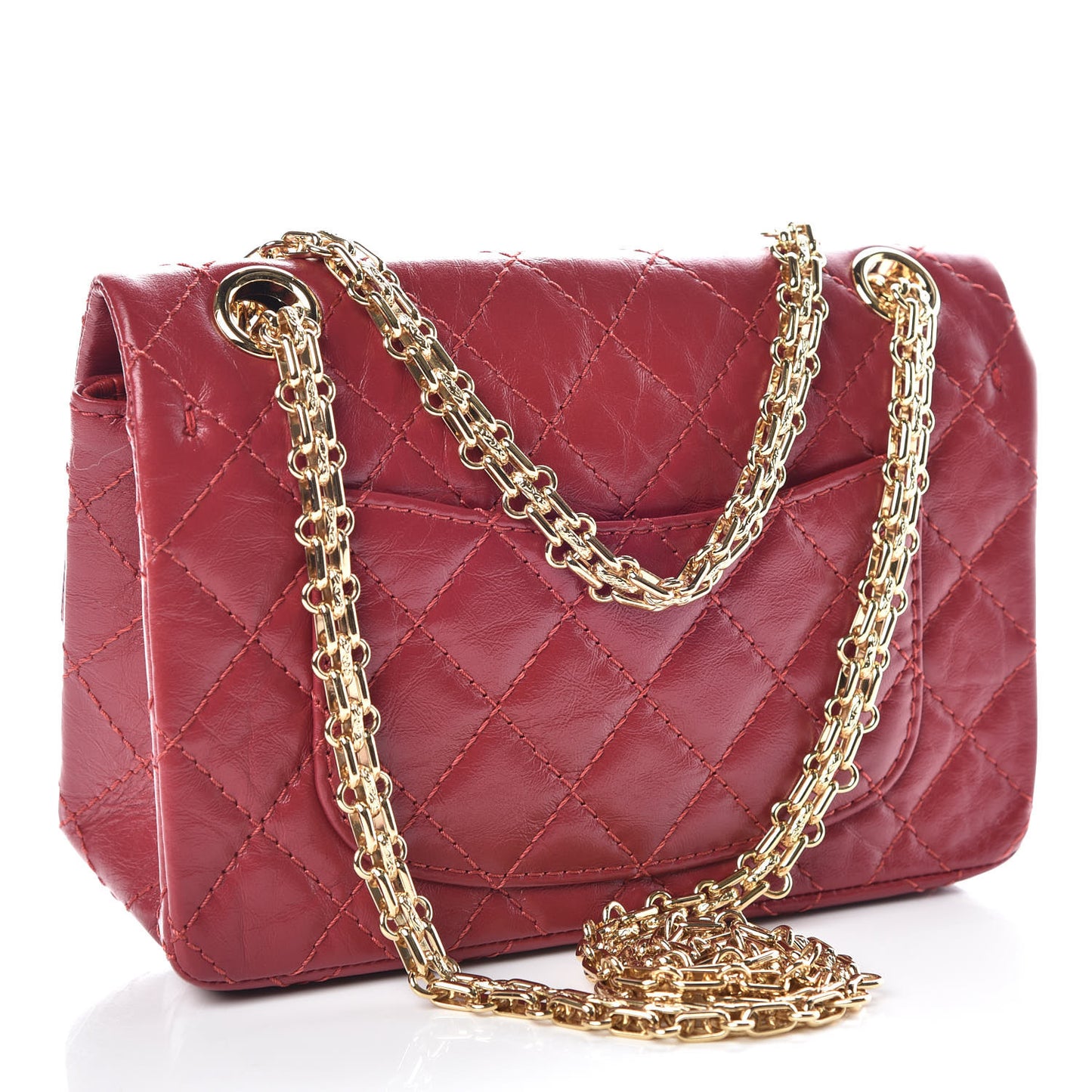 Aged Calfskin Quilted 2.55 Reissue Mini Flap Red