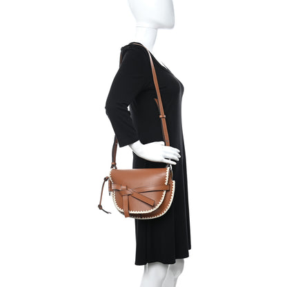 Loewe Calfskin Crochet Trim Small Gate Crossbody Bag Tan 2 of 9