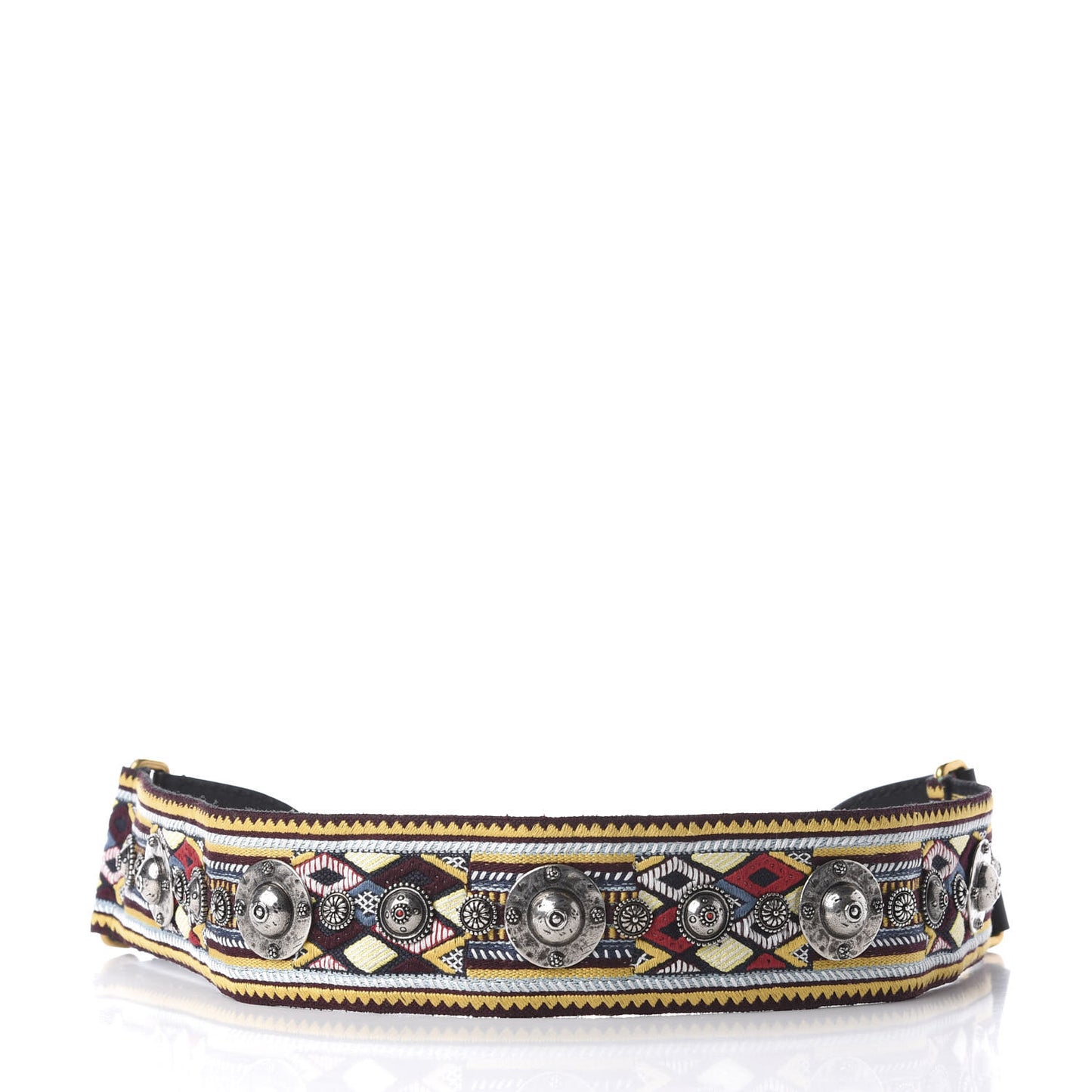 Canvas Embroidered Studded Shoulder Strap Black Multicolor