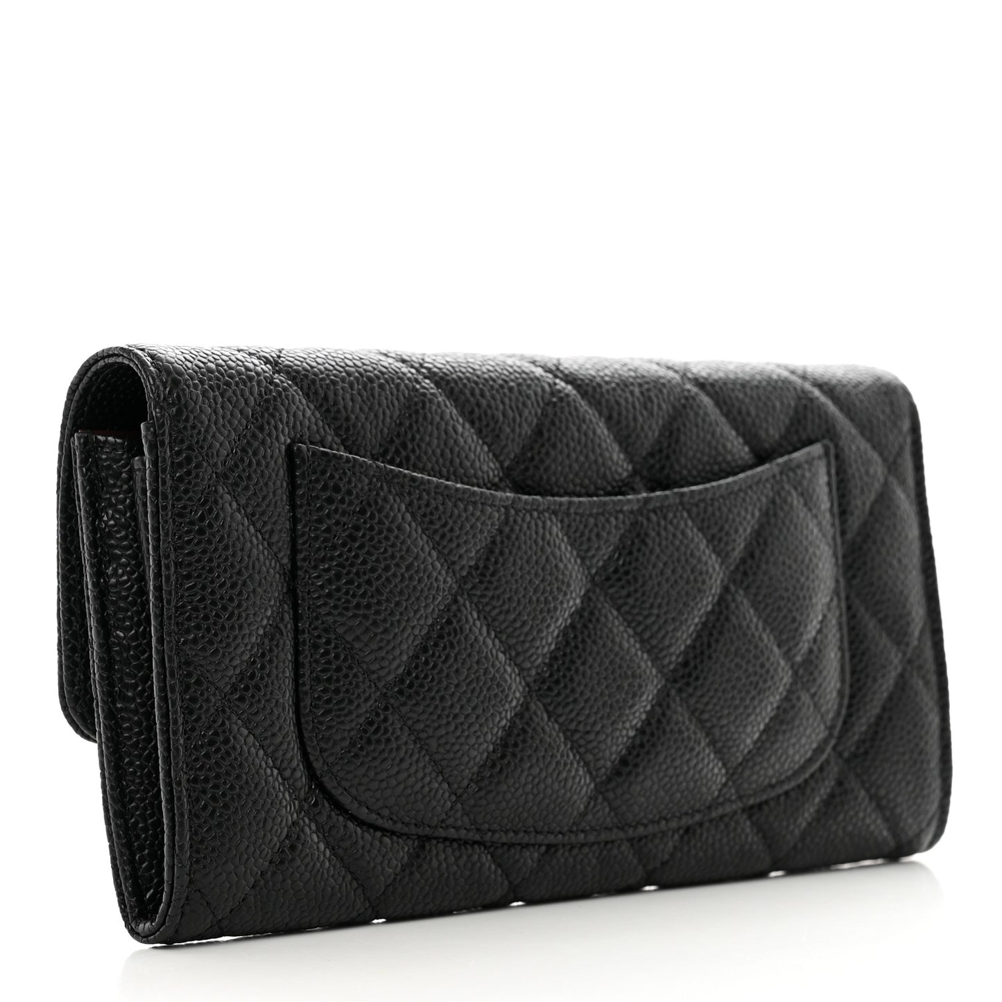 Caviar Quilted Large Flap Wallet Black