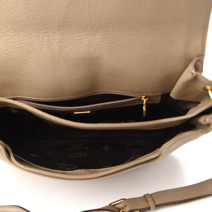 MCM Calfskin Studded Shoulder Bag Beige 5 of 13