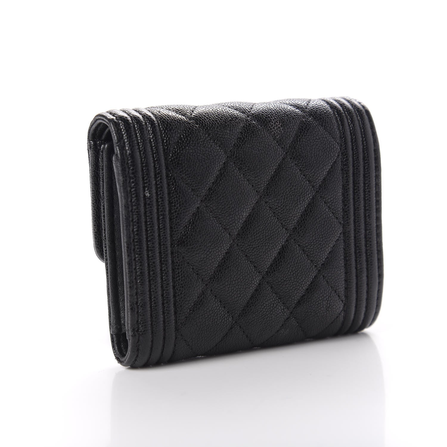 Chanel Caviar Quilted Compact Boy Wallet Black 3 of 7