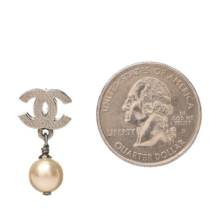 Chanel Pearl CC Drop Earrings Silver 2 of 4