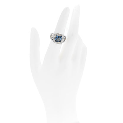 John Hardy Sterling Silver 18K Yellow Gold Diamond Blue Topaz Batu Sari Ring 51 5.75 2 of 6