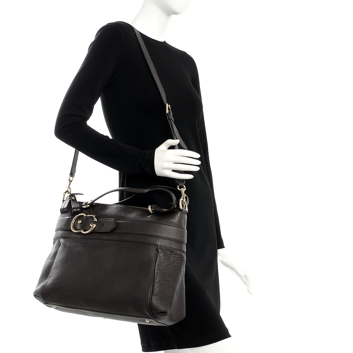 Gucci Pebbled Calfskin Broadway Tote Dark Brown 2 of 8