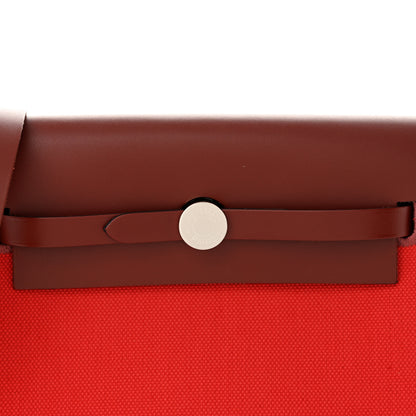 Hermes Military Toile Vache Hunter Herbag Zip Retourne 20 Rouge Piment Rouge H 5 of 11