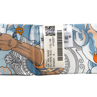 Hermes Silk Sur Mon Nuage Twilly Creme Bleu Ciel Orange 4 of 4