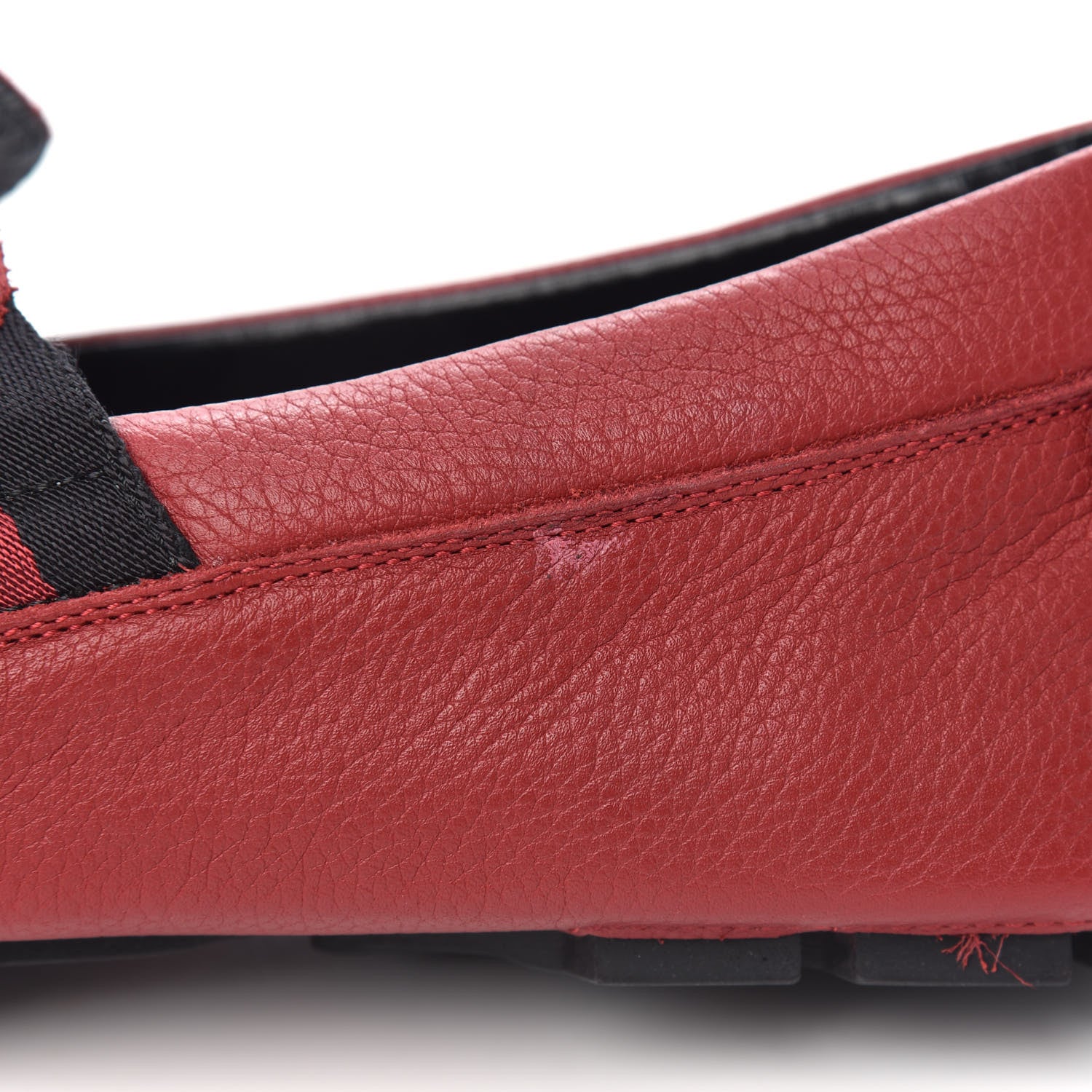 Gucci Calfskin Web Mens Driver Loafers 7.5 Red 8 of 10