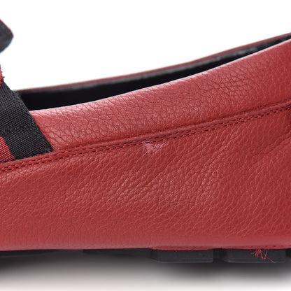 Gucci Calfskin Web Mens Driver Loafers 7.5 Red 8 of 10