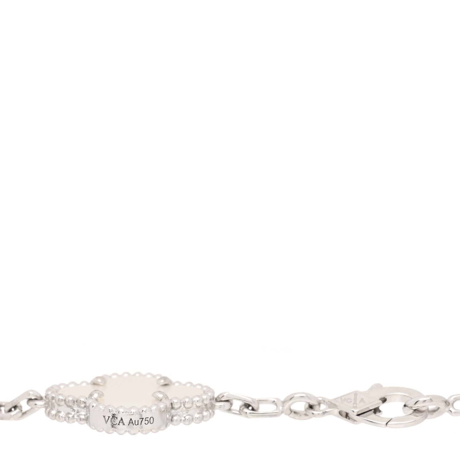 Van Cleef & Arpels 18K White Gold Mother of Pearl 5 Motifs Vintage Alhambra Bracelet 3 of 4