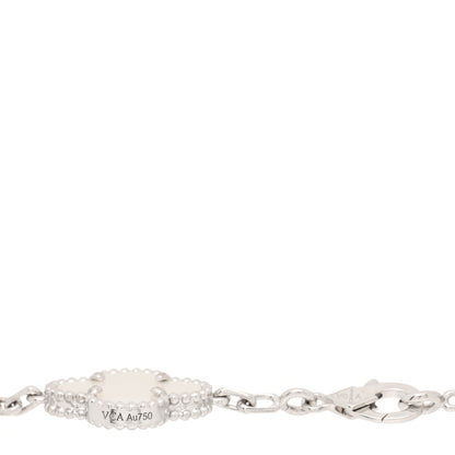 Van Cleef & Arpels 18K White Gold Mother of Pearl 5 Motifs Vintage Alhambra Bracelet 3 of 4