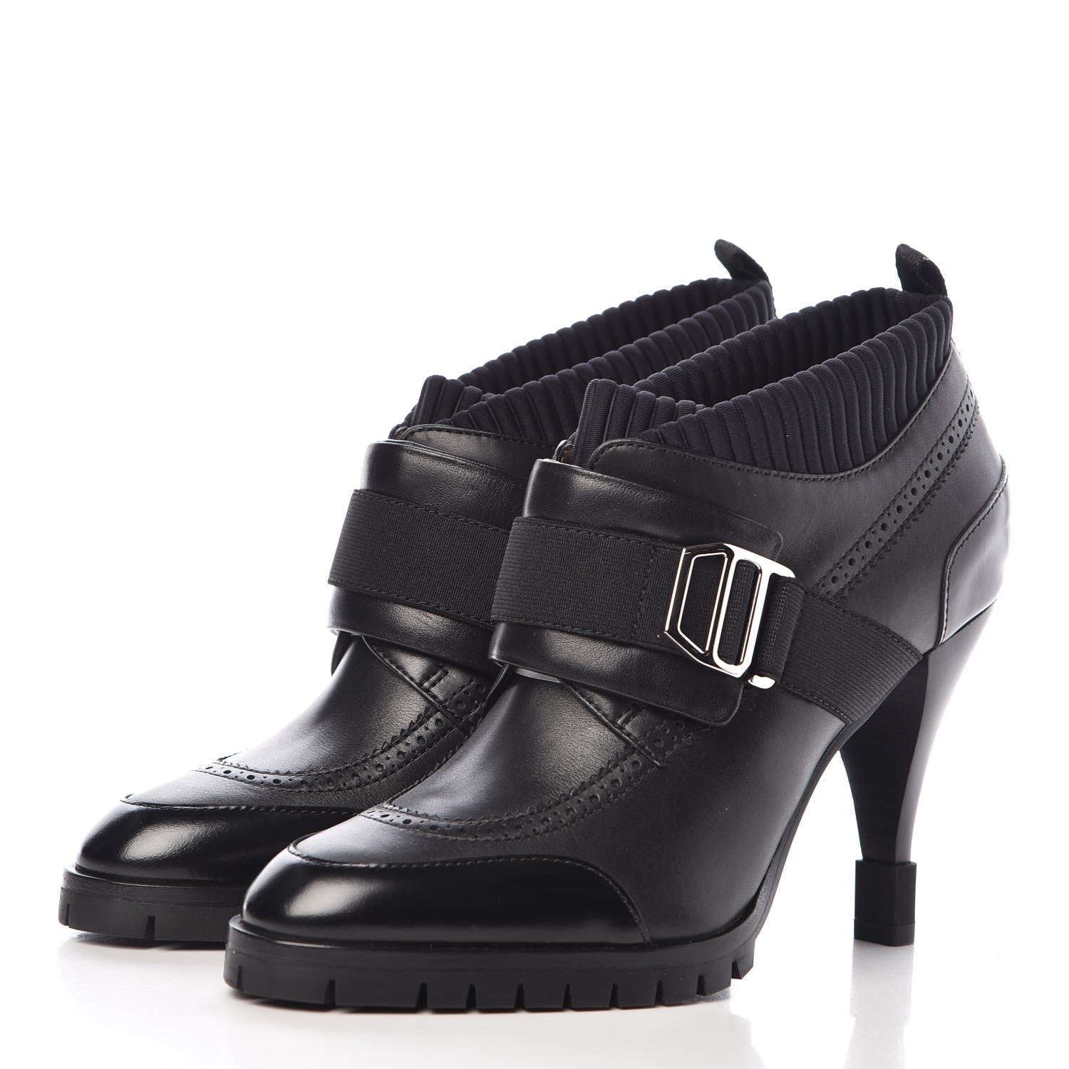 Hermes Tuscan Calfskin Technical Canvas Spicy Derby Ankle Boots 36.5 Black 3 of 8