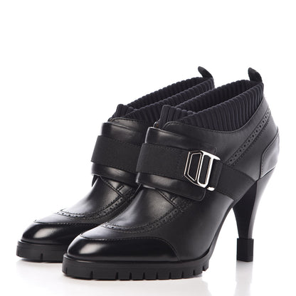 Hermes Tuscan Calfskin Technical Canvas Spicy Derby Ankle Boots 36.5 Black 3 of 8