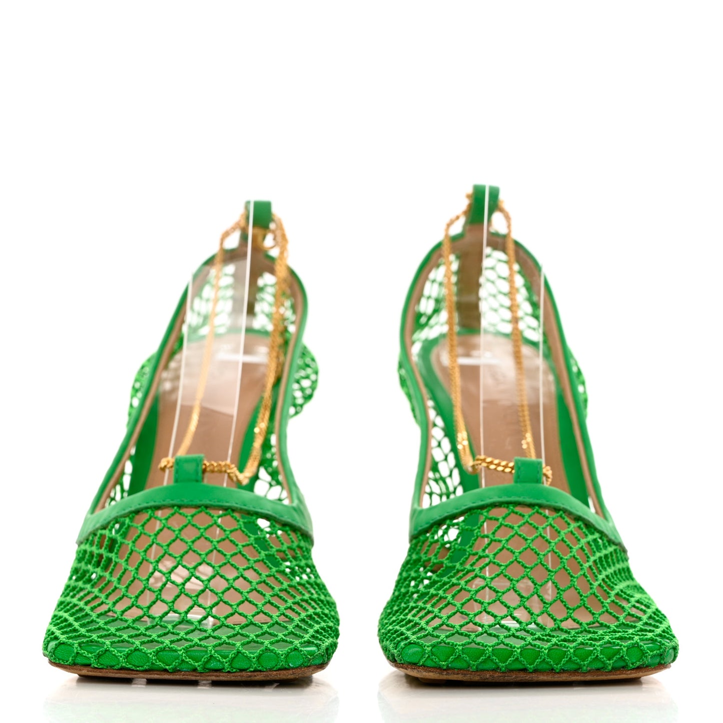 Mesh Calfskin Stretch Chain Strap 90mm Pumps 36.5 Parakeet