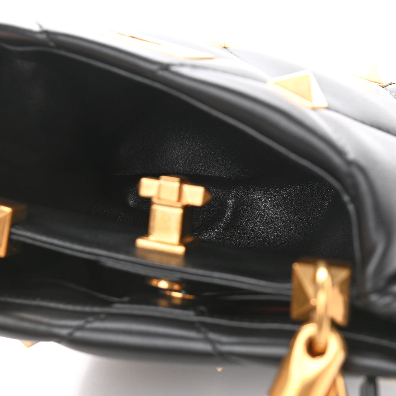 Valentino Garavani Nappa Small Roman Stud The Handle Bag Black 4 of 9