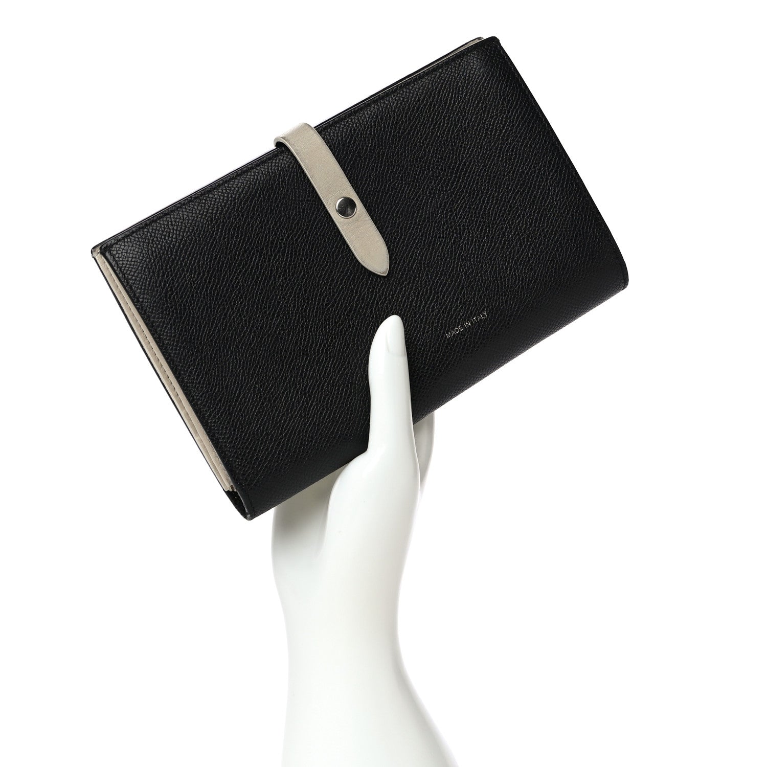 Celine Grained Calfskin Large Multifunction Strap Wallet Black Chalk 2 of 24