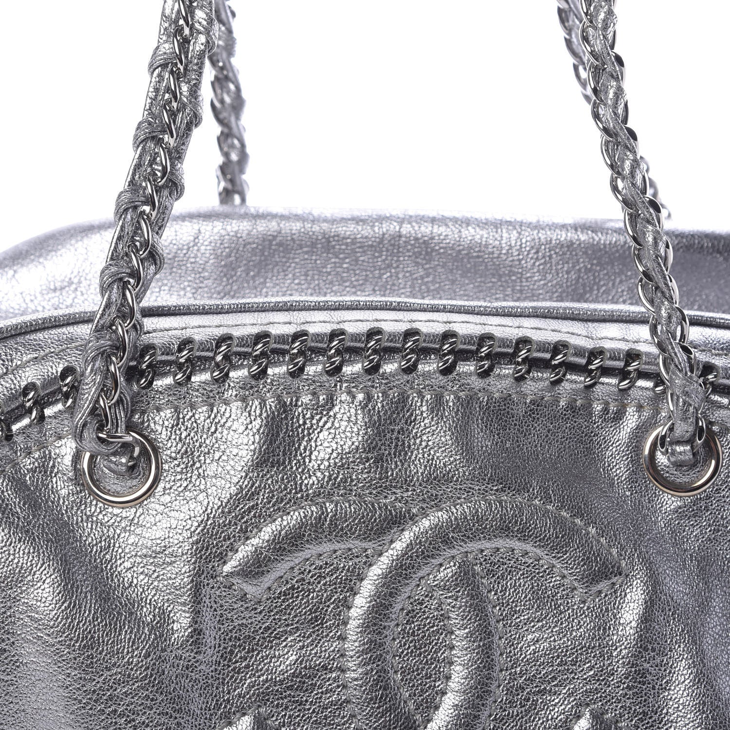 Chanel Metallic Goatskin Medium Luxe Ligne Bowler Silver 11 of 11