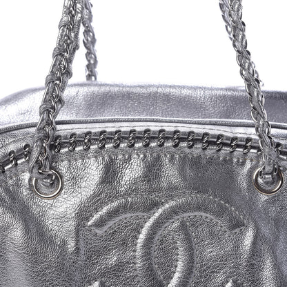 Chanel Metallic Goatskin Medium Luxe Ligne Bowler Silver 11 of 11