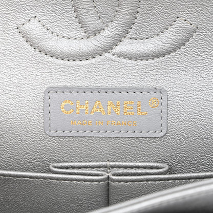 Chanel Nylon Quilted Medium Cat Emoticon Double Flap Navy Grey Ecru 6 of 12