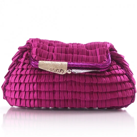 Satin Ruffled Borderline Clutch