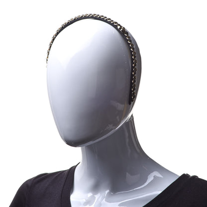Chanel Metal Lambskin CC Turnlock Chain Headband Gold Black 2 of 6