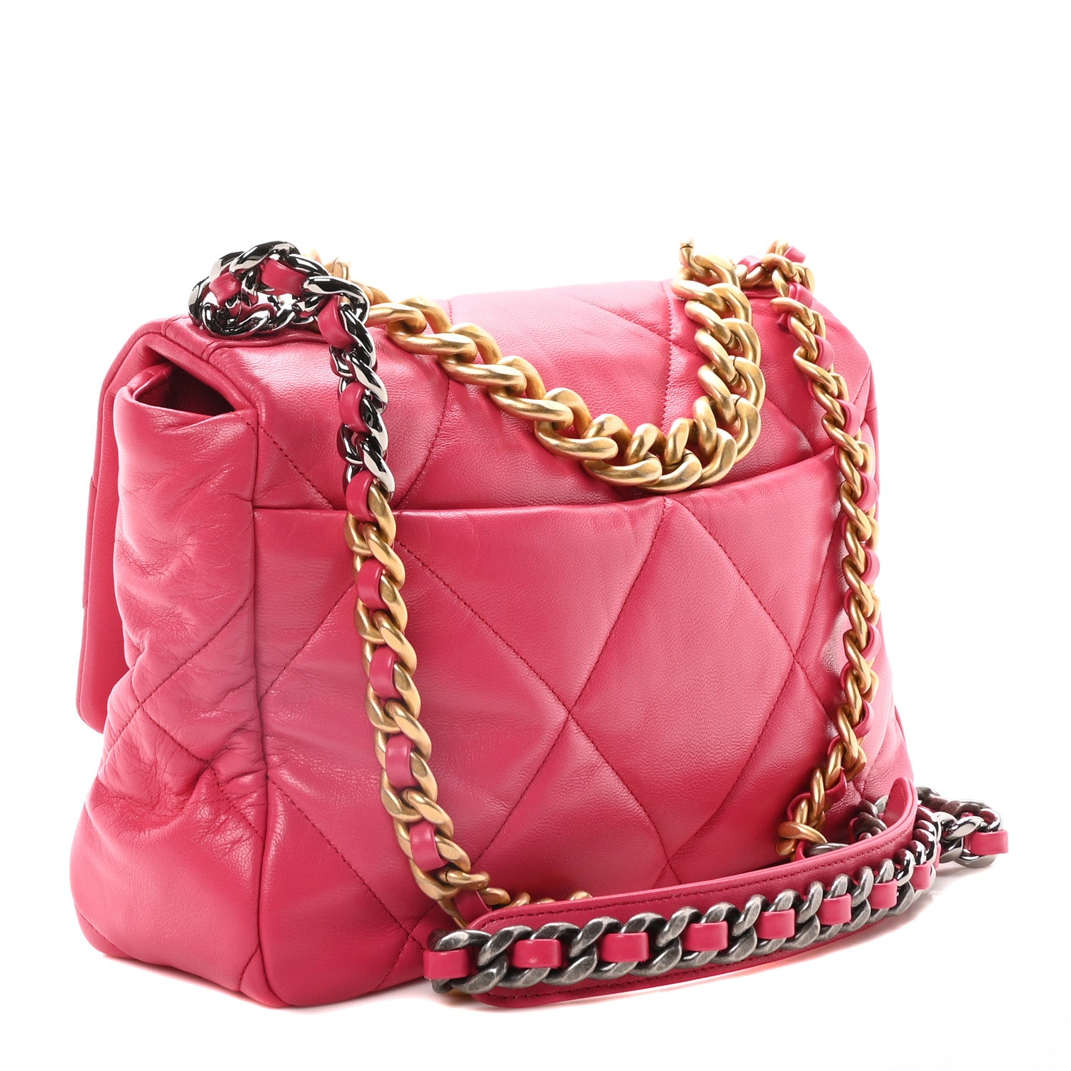 Chanel Lambskin Quilted Large Chanel 19 Flap Dark Pink 3 of 11