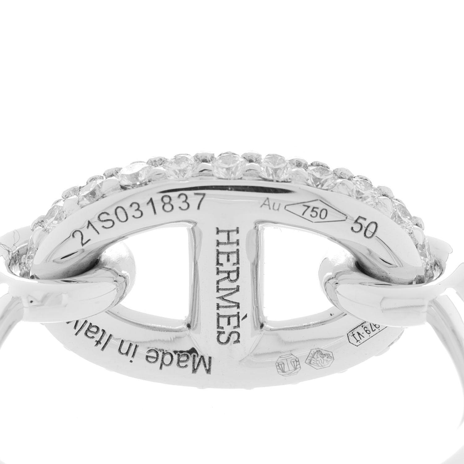 Hermes 18K White Gold Diamond Farandole Ring 50 5.25 4 of 5