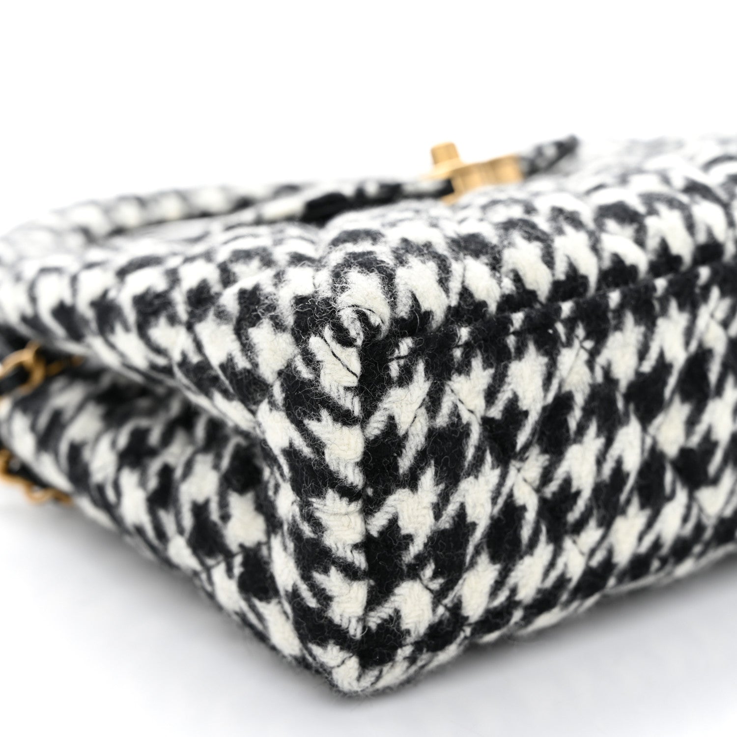 Chanel Tweed Houndstooth Quilted Nano Kelly Shopper Black White 9 of 11