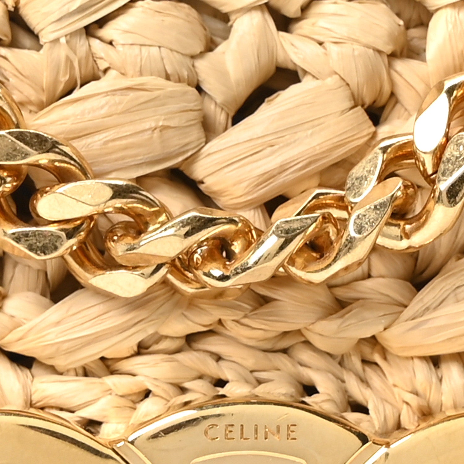 Celine Raffia Effect Claude Chain Shoulder Bag Natural 6 of 8