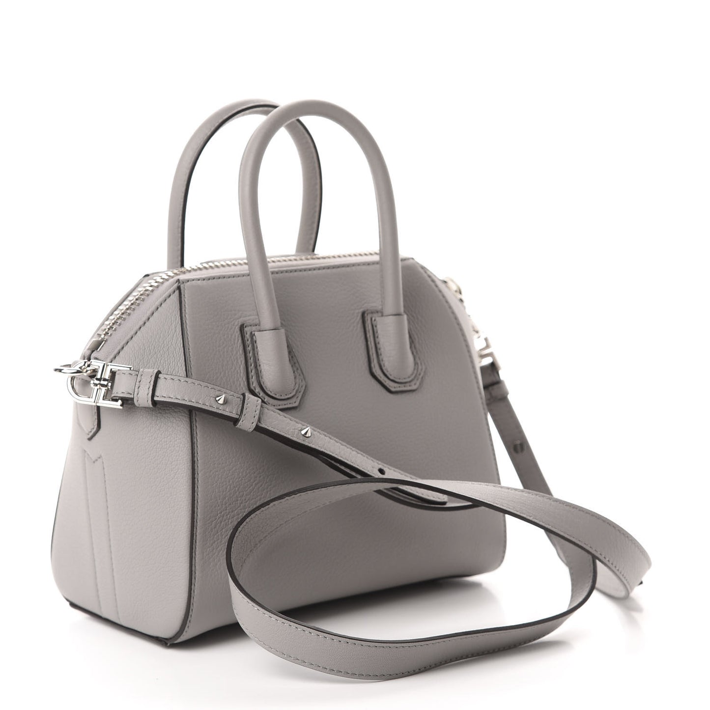 Sugar Goatskin Mini Antigona Pearl Grey