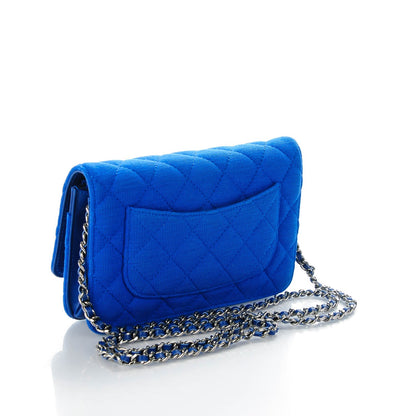 Chanel Jersey Quilted Reissue Wallet On Chain WOC Blue 3 of 8
