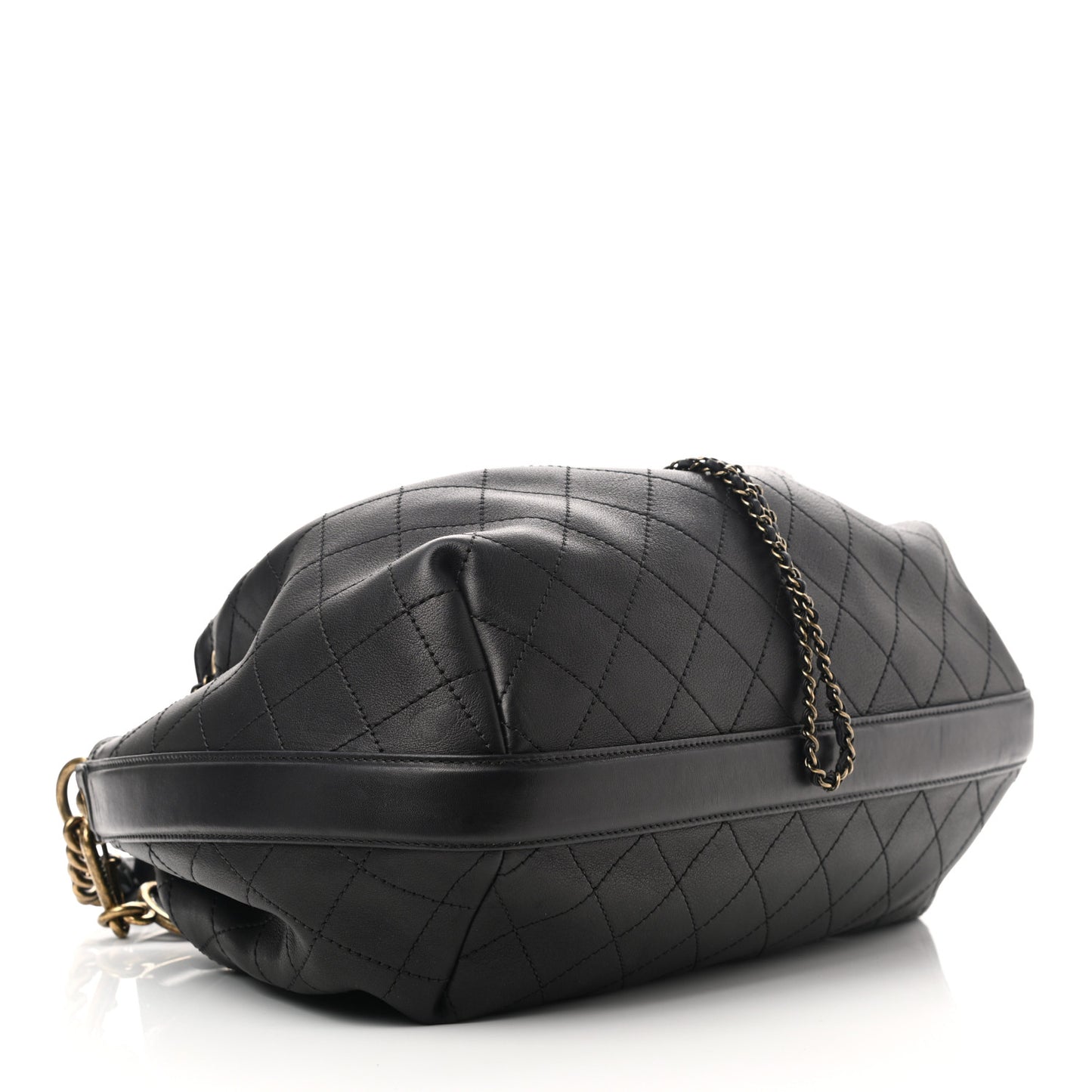 Calfskin Stitched Small Paris Rome Drawstring CC Bag Black