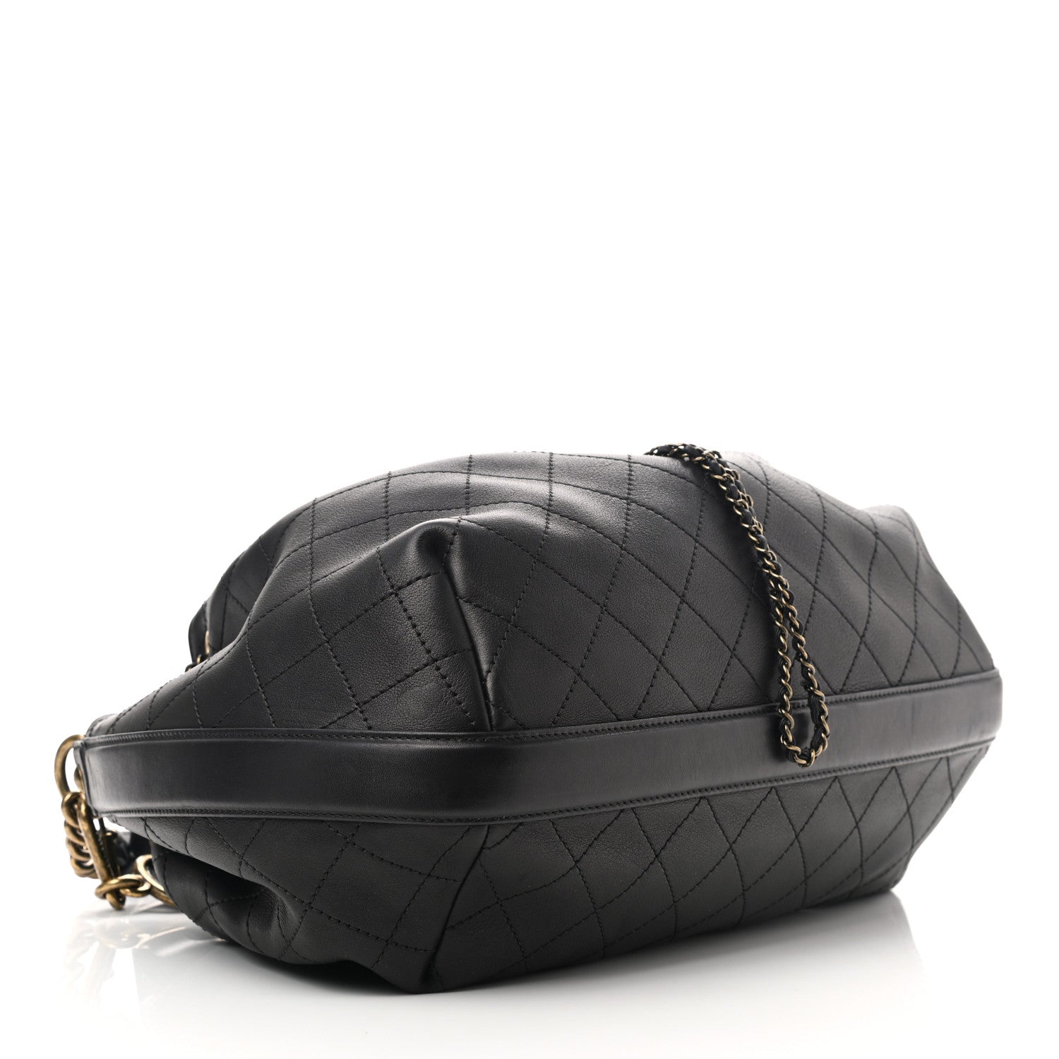 Chanel Calfskin Stitched Small Paris Rome Drawstring CC Bag Black 4 of 10