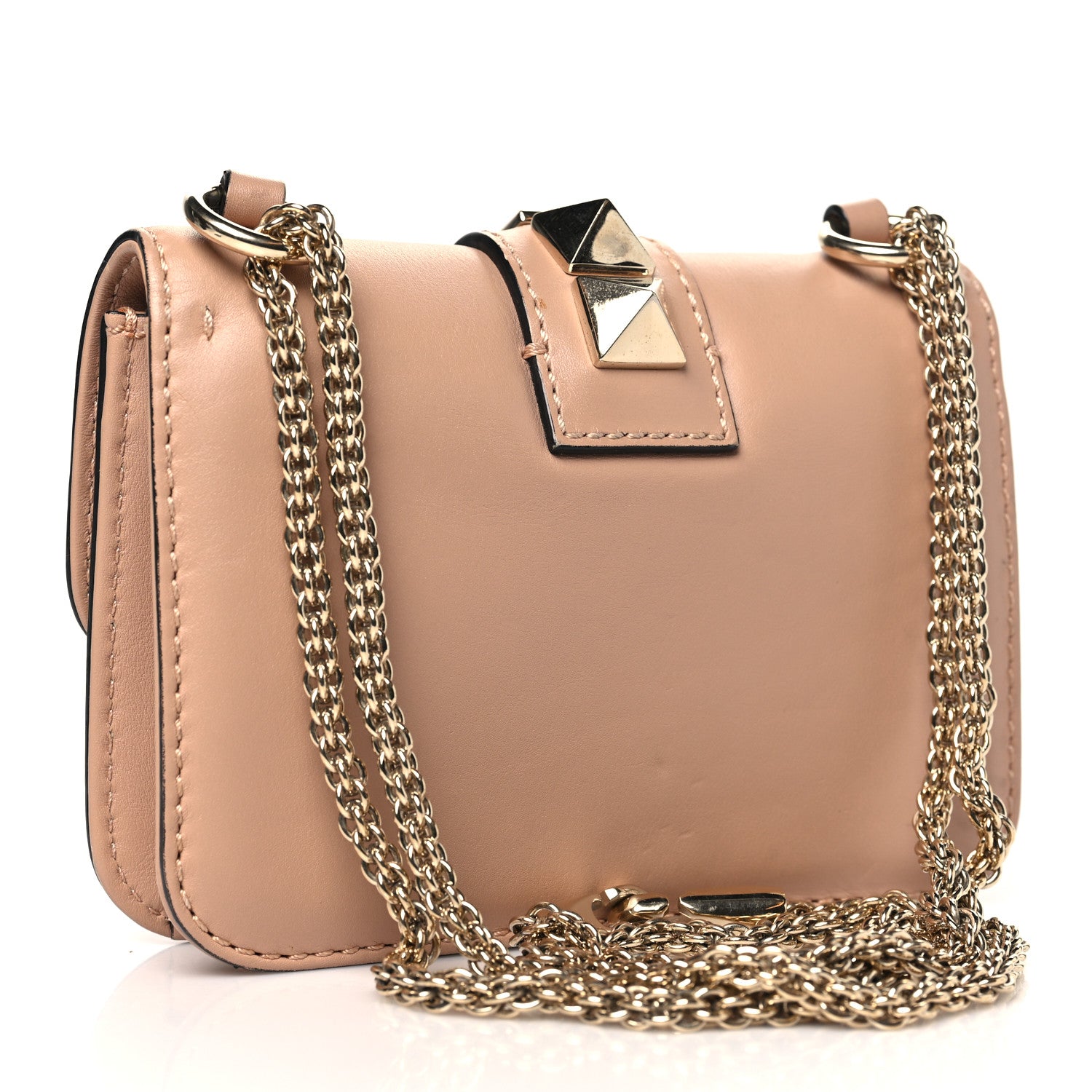 Valentino Garavani Vitello Mini Glam Lock Rockstud Flap Poudre 3 of 11