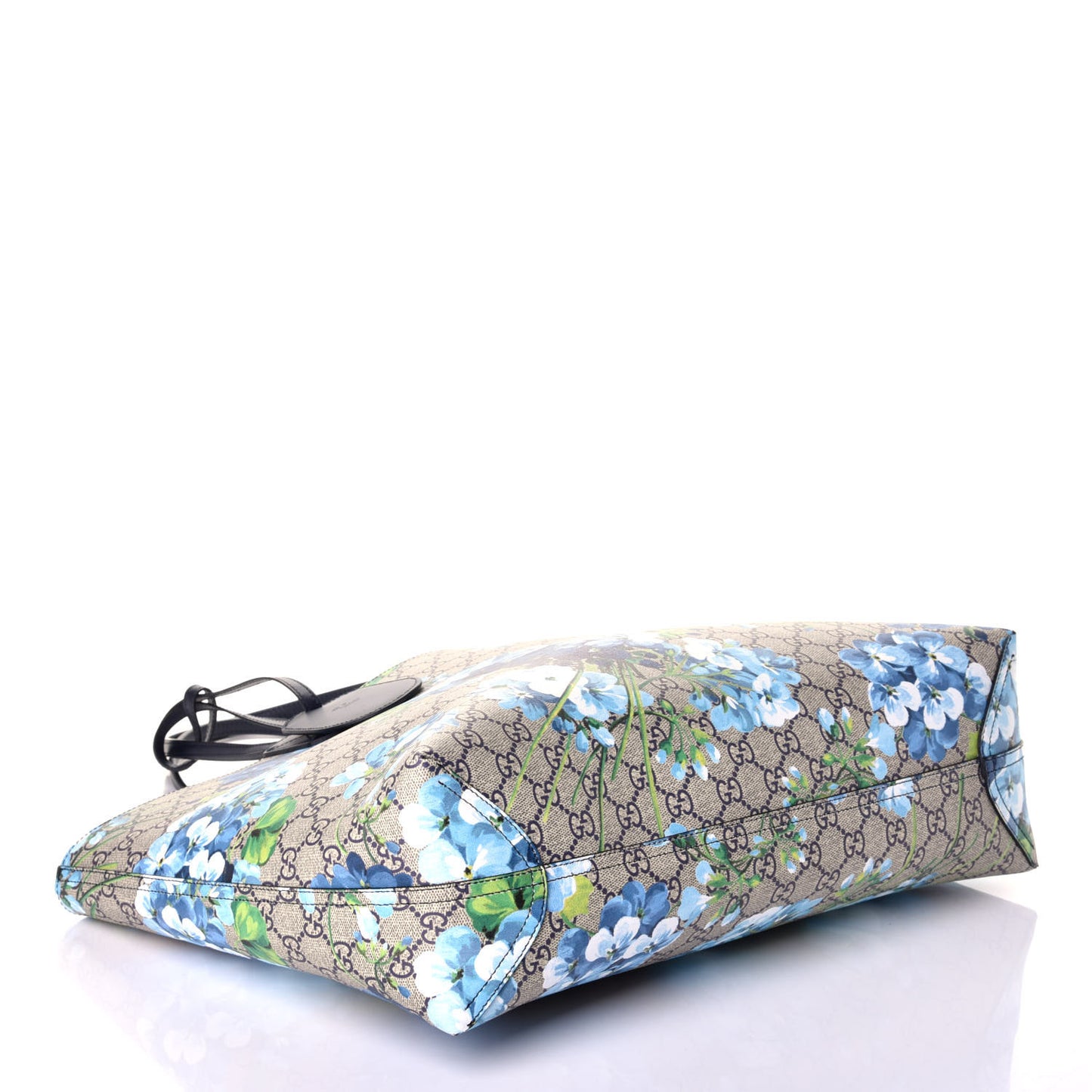 GG Supreme Monogram Blooms Medium Reversible Tote Beige Blue Navy