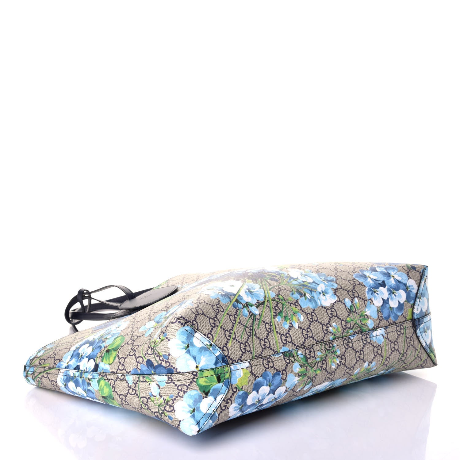Gucci GG Supreme Monogram Blooms Medium Reversible Tote Beige Blue Navy 6 of 15