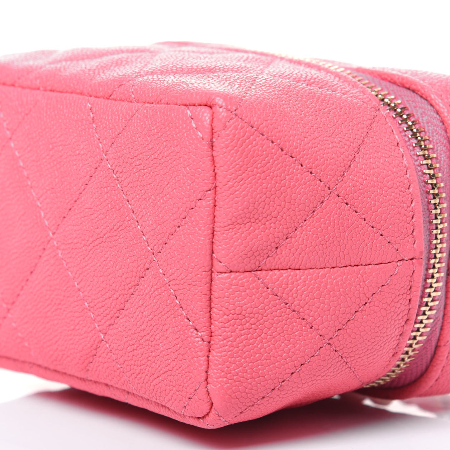 Caviar Quilted Mini Top Handle Vanity With Chain Pink
