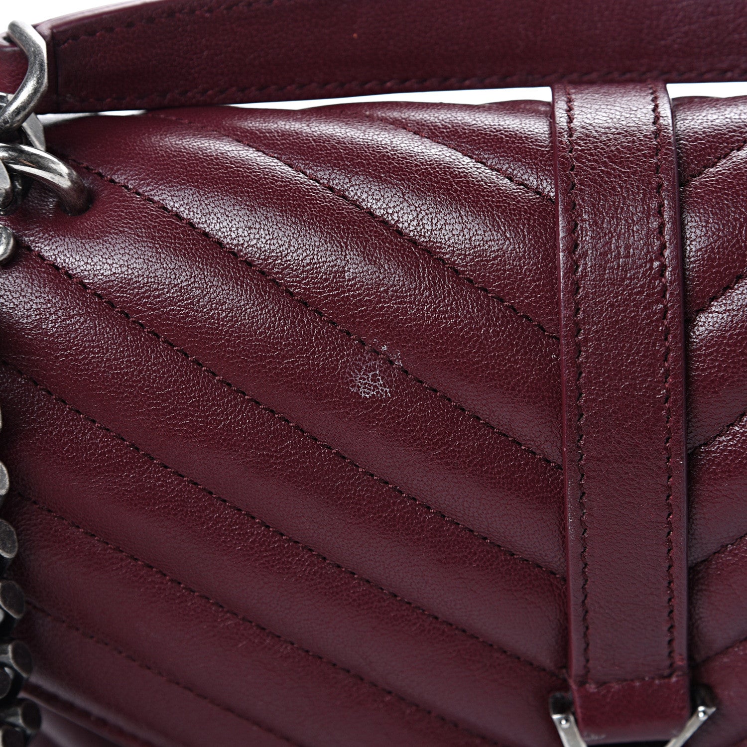 Saint Laurent Sheepskin Matelasse Chevron Monogram Medium College Bag Rouge Legion 16 of 16