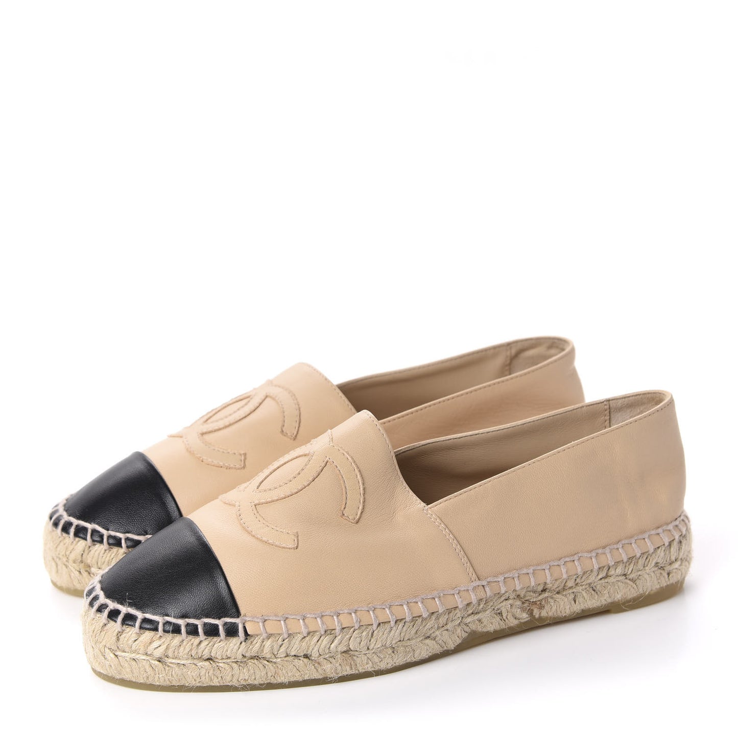 Lambskin CC Espadrilles 37 Beige Black