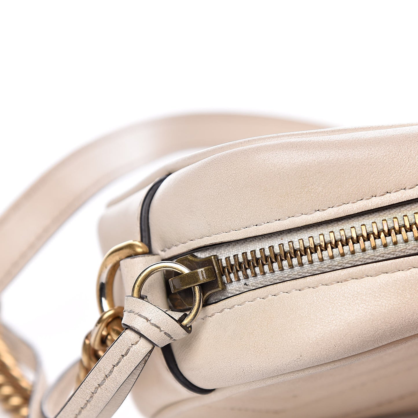 Calfskin Matelasse Mini GG Marmont Chain Shoulder Bag White