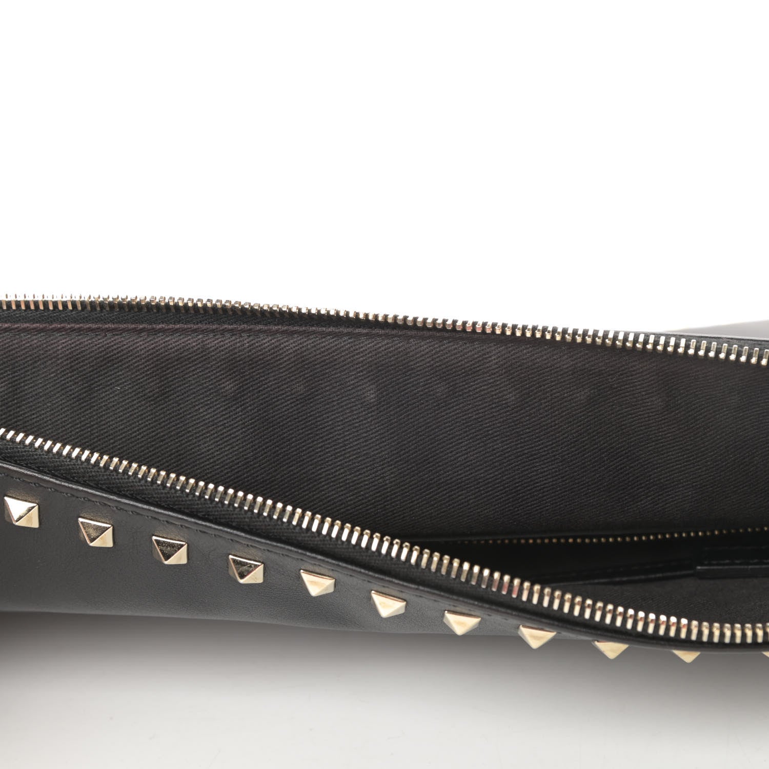 Valentino Garavani Vitello Large Rockstud Zip Wristlet Pouch Black 7 of 11